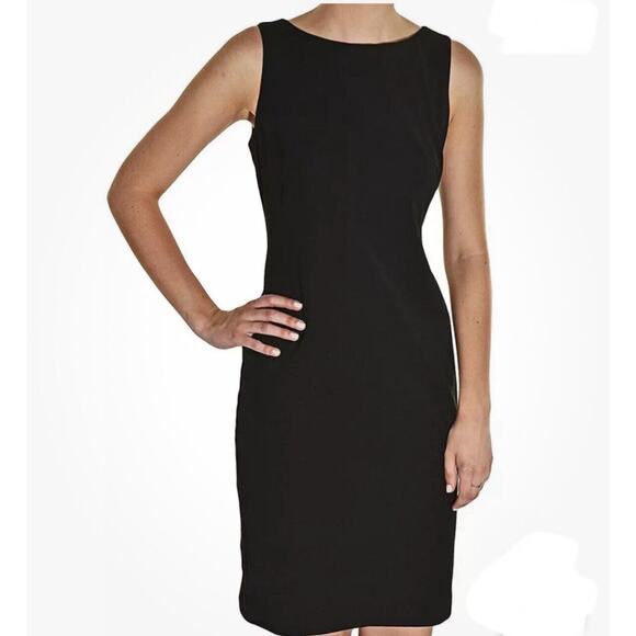 YANSI FUGEL Little Black Dress LBD Sz 8 Lined Sheath Sleeveless Career Occasion - Picture 2 of 9